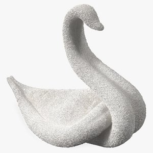 Towel Swan with Folded Wings White Fur