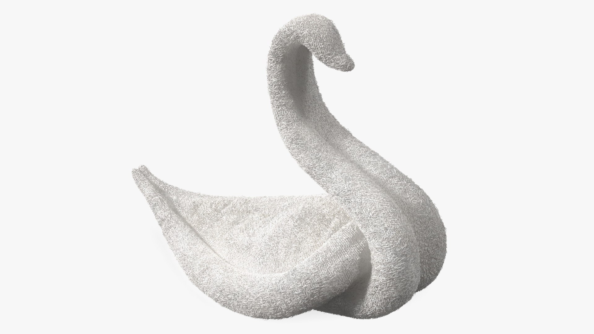 Towel Swan with Folded Wings White Fur 3D model preview
