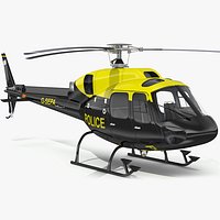 Police Helicopter Eurocopter AS 355 Rigged for Maya