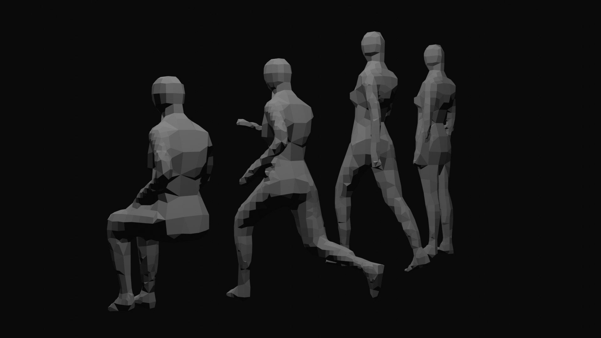Low Poly Posed People Pack 3D Model - TurboSquid 2170850