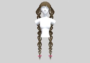 Braids Ponytails Hairstyle 3D model