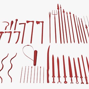 3D model 64 ancient weapons medieval