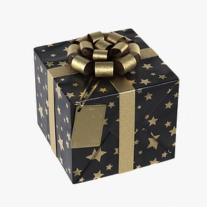Gift Box Label Black 3D model