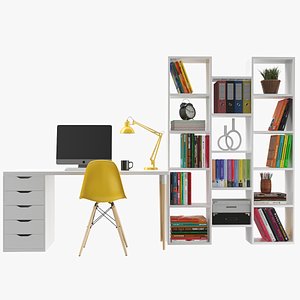 Modern Desk With Book Case