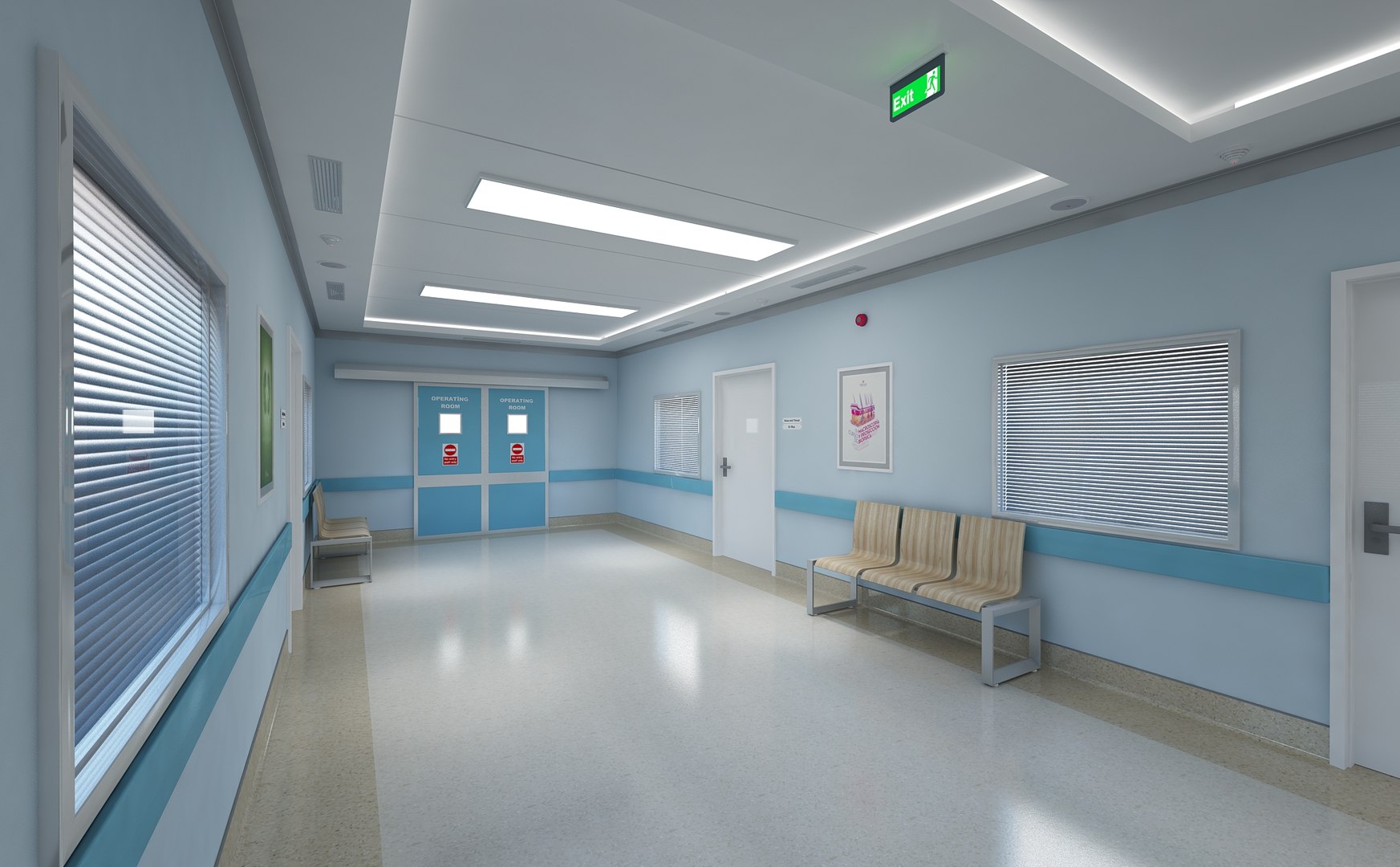 Hospital Hallway Corridor 3d Model - Turbosquid 1383916