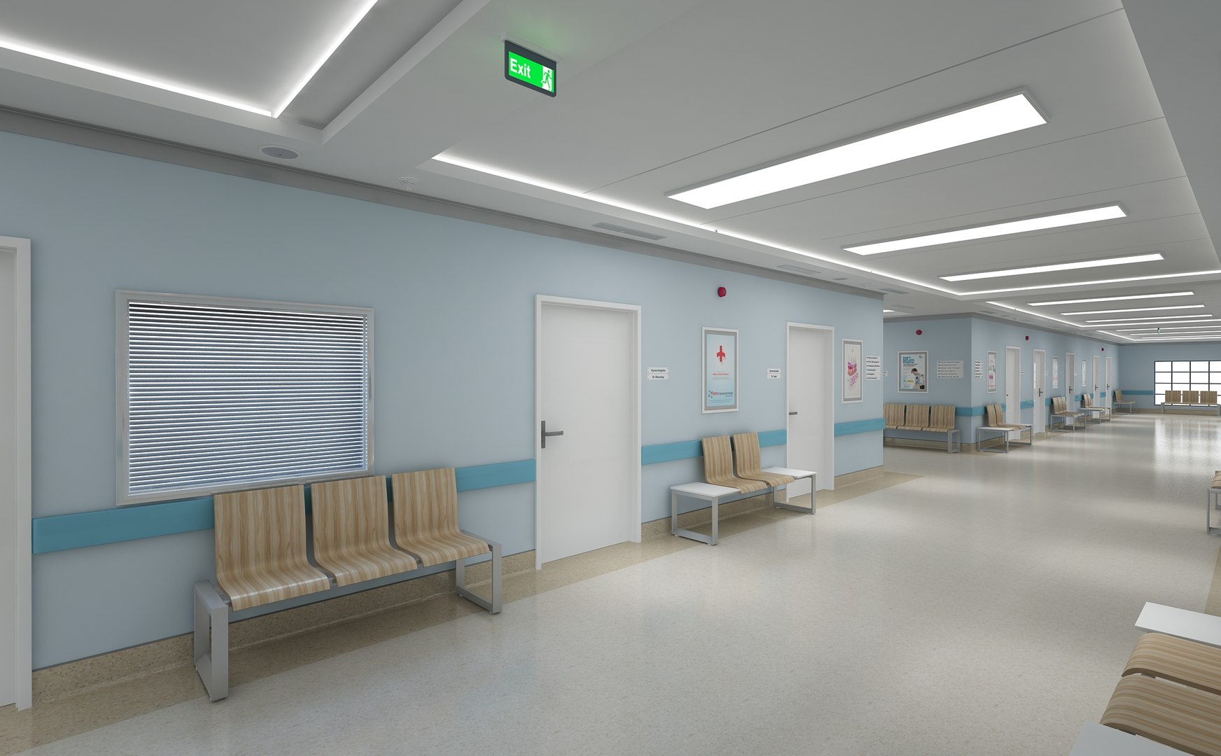 Hospital hallway corridor 3D model - TurboSquid 1383916