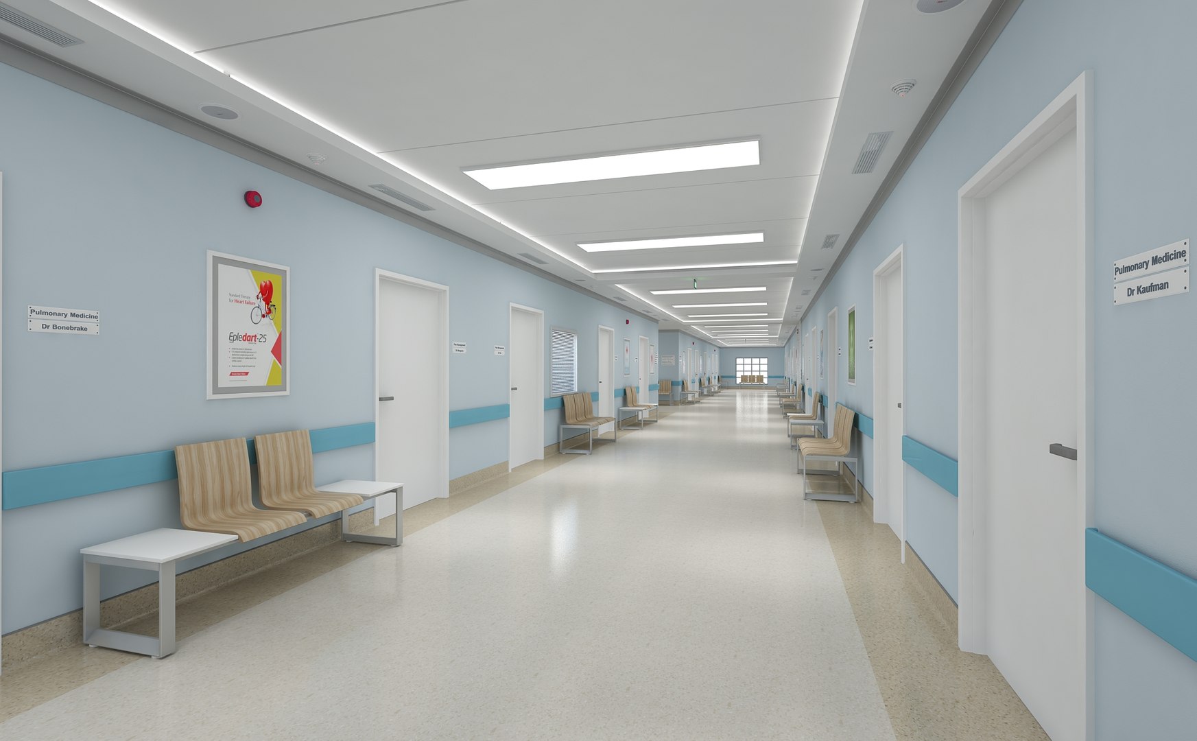 Hospital hallway corridor 3D model - TurboSquid 1383916