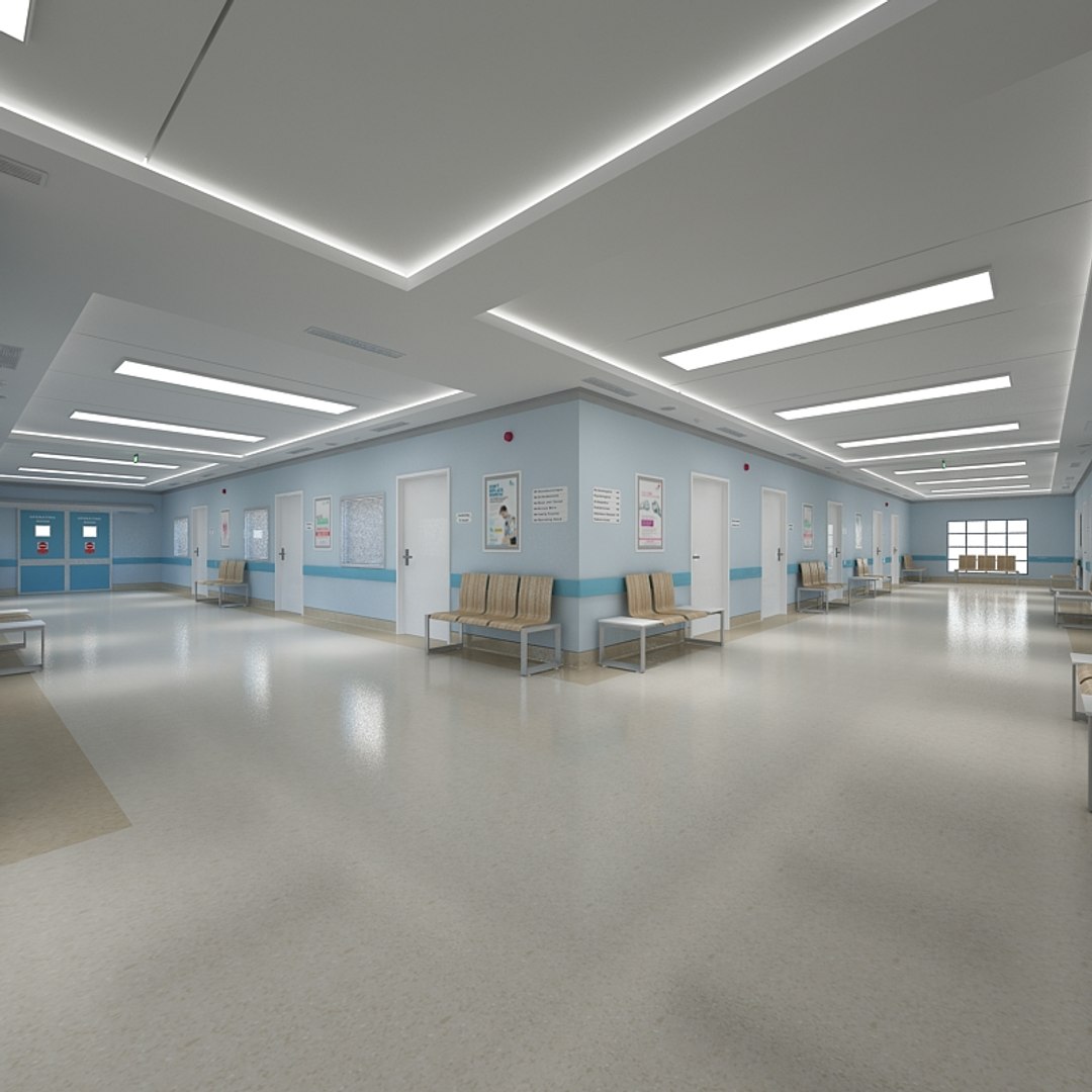 Hospital hallway corridor 3D model - TurboSquid 1383916