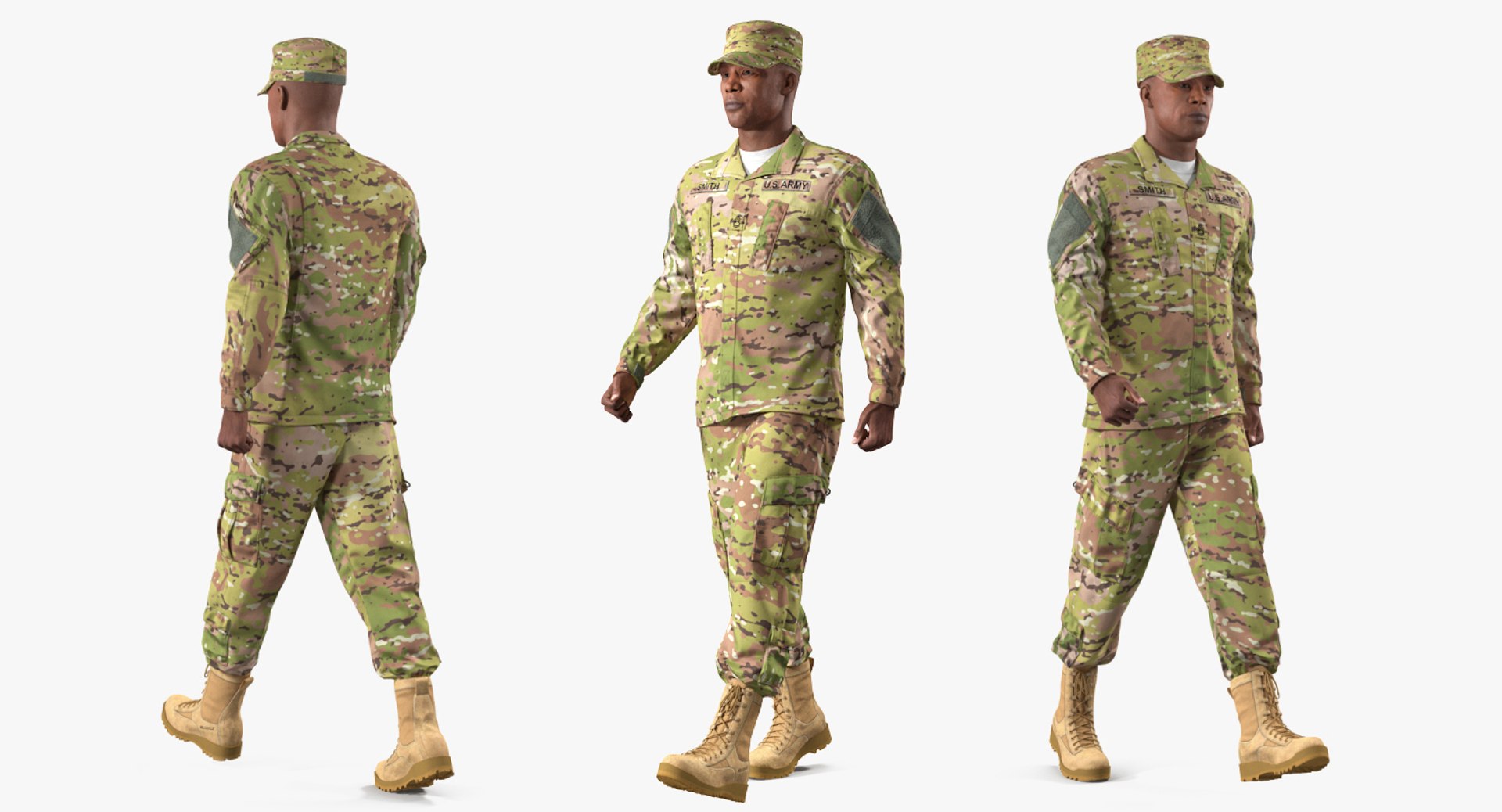 US Army Soldier Camo Marching Pose 3D Model 3D model preview