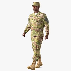 US Army Soldier Camo Marching Pose 3D Model