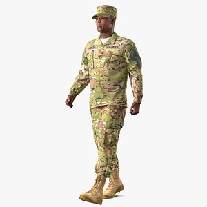 US Army Soldier Camo Marching Pose 3D Model