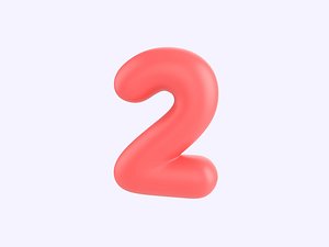 3D Number Two model