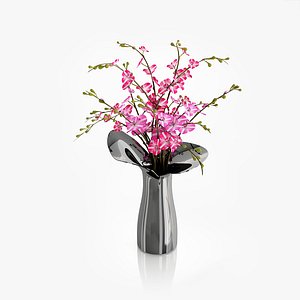 Orchid in Organic Vase 3D