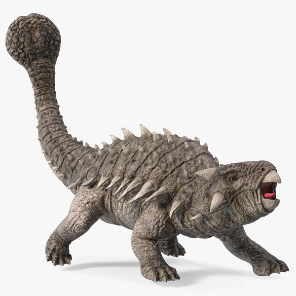 3D Ankylosaurus Deserted in Attack Pose