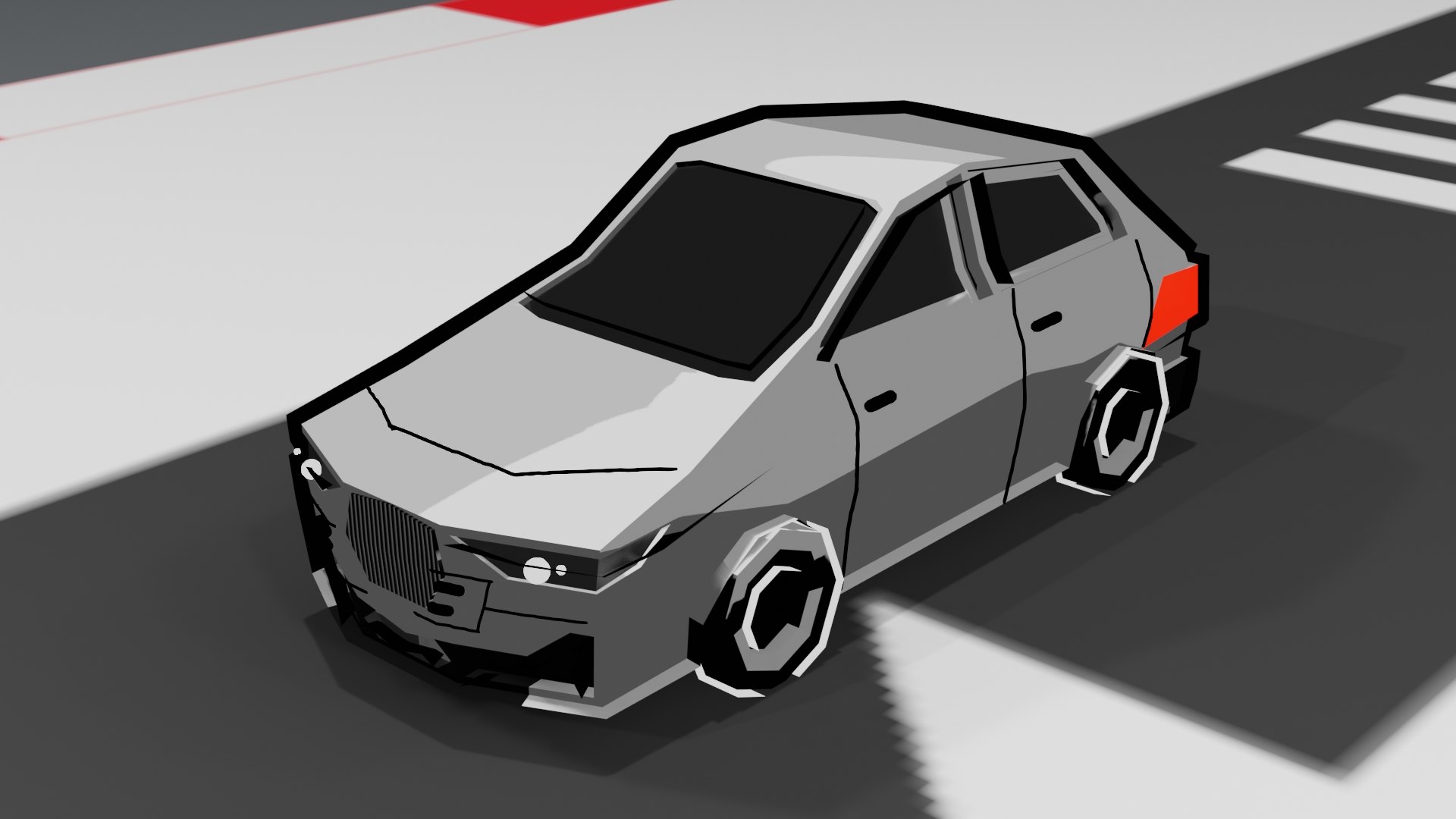 Low Poly Cartoon Car Drawing Shader Model TurboSquid 2107450
