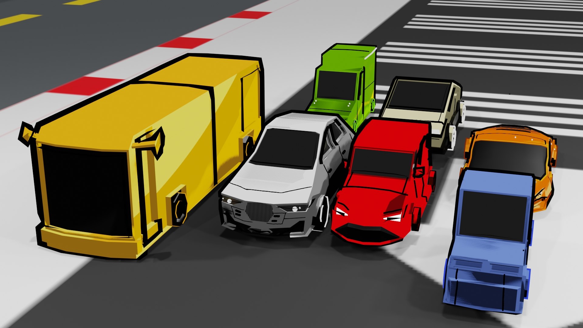 Low Poly Cartoon Car Drawing Shader Model TurboSquid 2107450