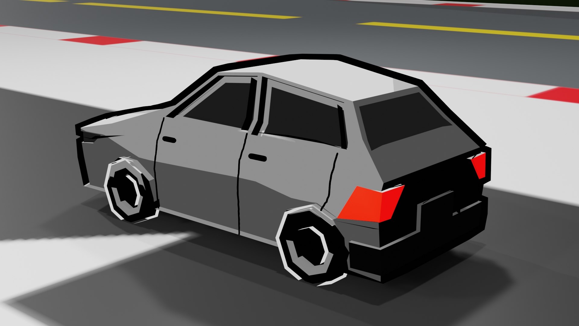 Low Poly Cartoon Car Drawing Shader Model TurboSquid 2107450