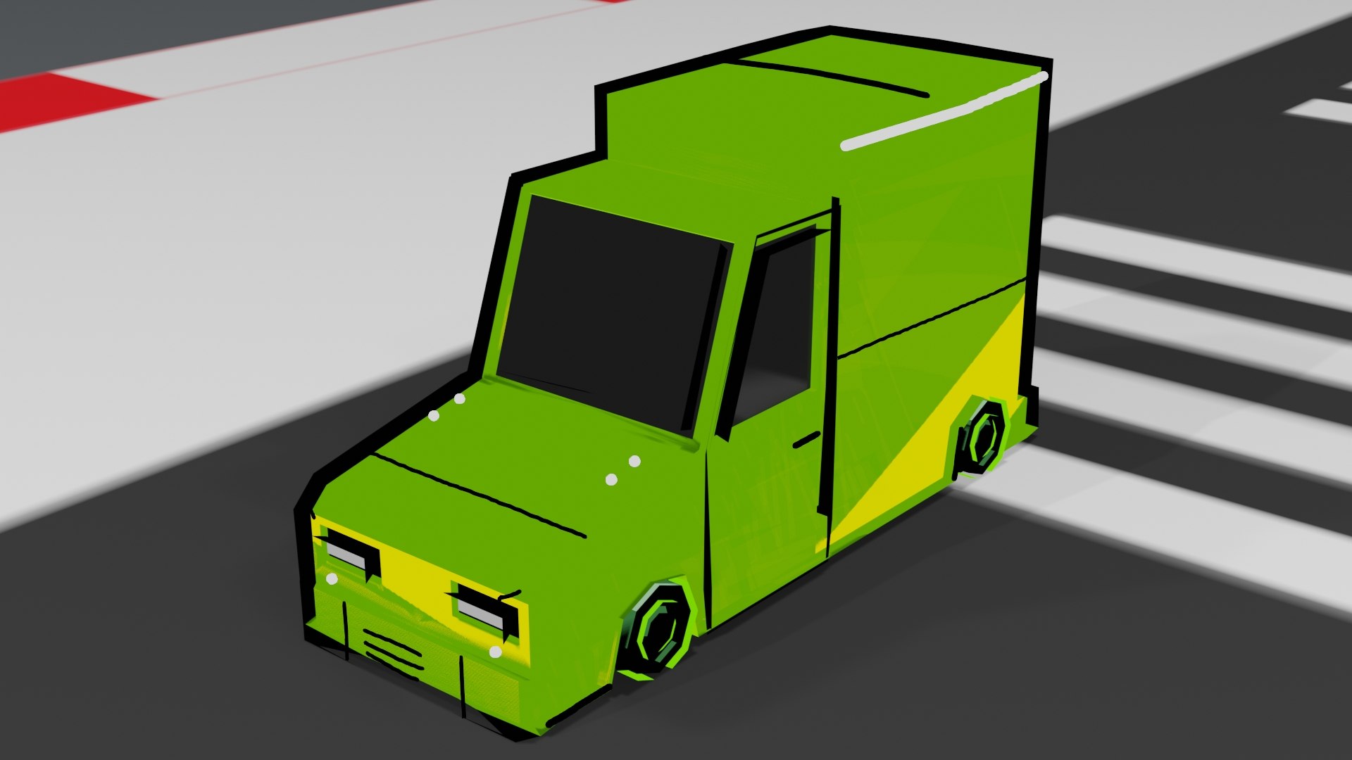 Low Poly Cartoon Car Drawing Shader Model TurboSquid 2107450