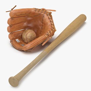 3d model baseball 3 bat