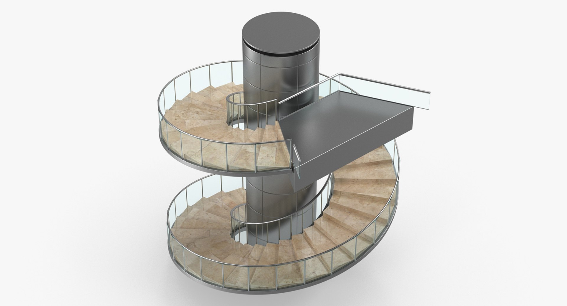 Modern Round Stairs 3D model preview