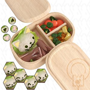 lunch box cat onigiri 3D model