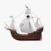 Santa Maria Christopher Columbus ship with animated flags