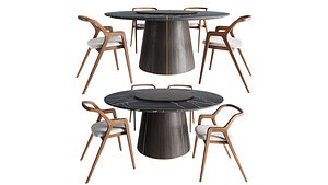 Laskasas Marilyn table round table and Dale Italia in Breve chair 3D model