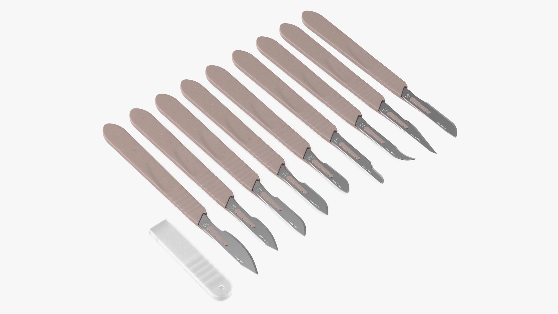 Sterile Scalpels with Plastic Handles Set 3D model preview