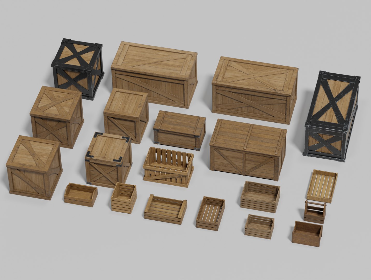 3D model LowPoly PBR 20 Wooden Crates Pack 3D Models - TurboSquid 2009948