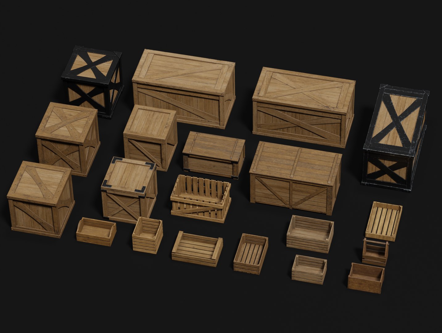 3D model LowPoly PBR 20 Wooden Crates Pack 3D Models - TurboSquid 2009948
