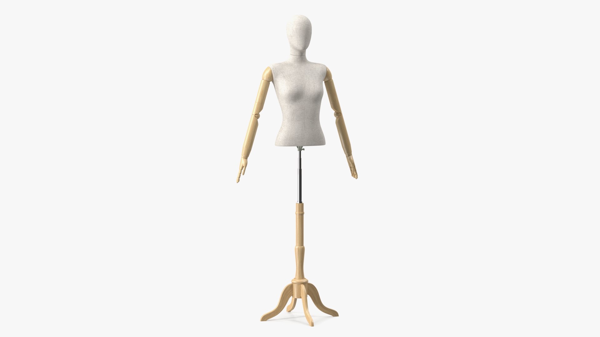 Female Flexible Half Body Mannequin Torso with Wooden Base Rigged for Maya 3D model preview