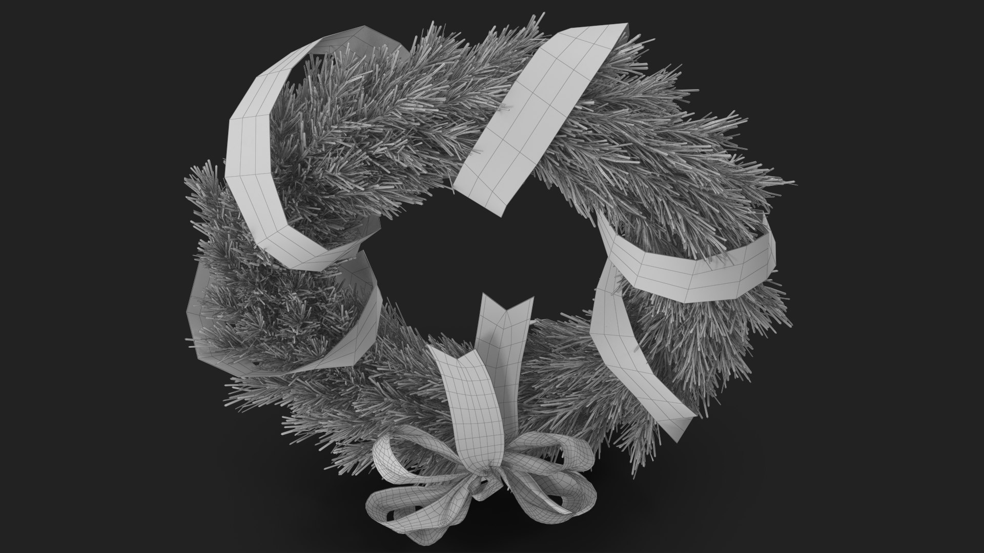 Christmas Wreath with Red Bow and Ribbon model - TurboSquid 1788699