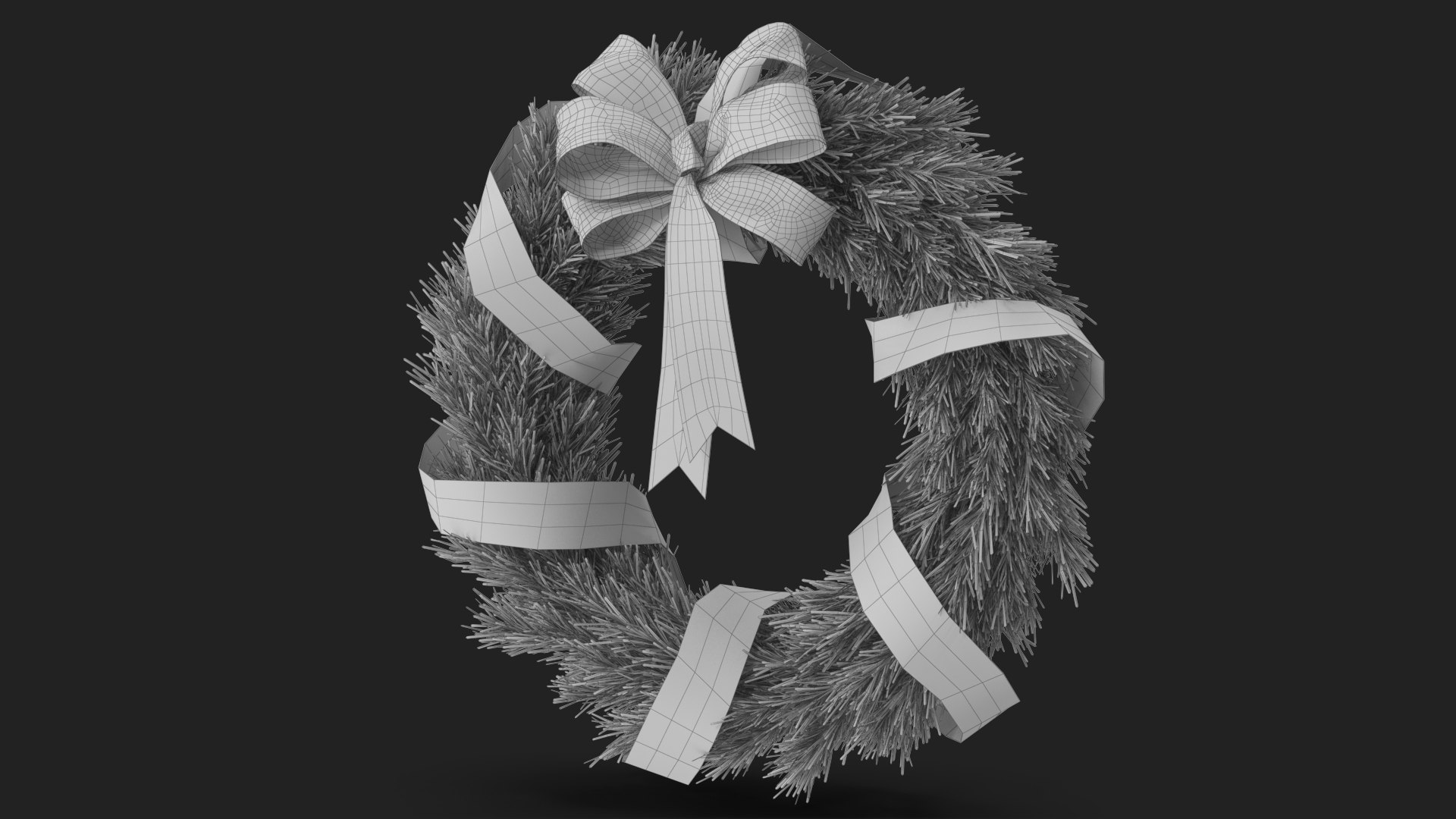 Christmas Wreath with Red Bow and Ribbon model - TurboSquid 1788699