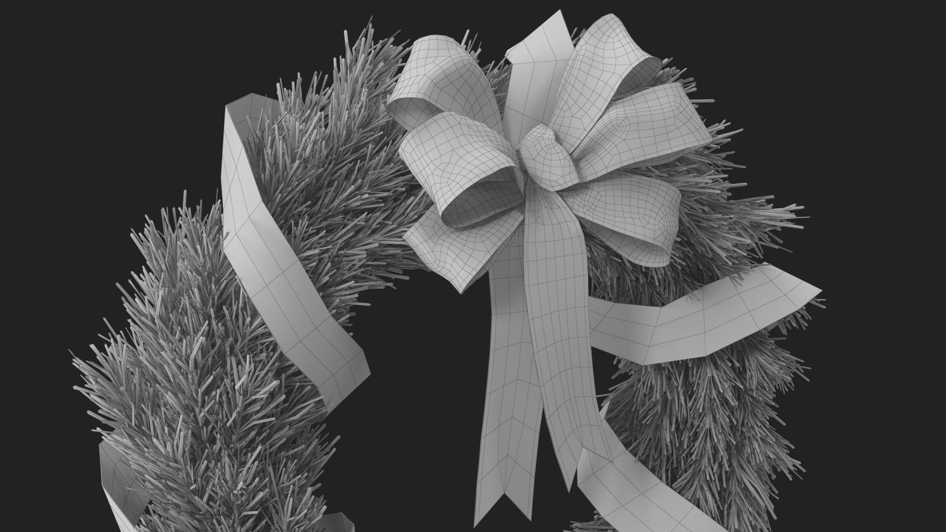 Christmas Wreath with Red Bow and Ribbon model - TurboSquid 1788699