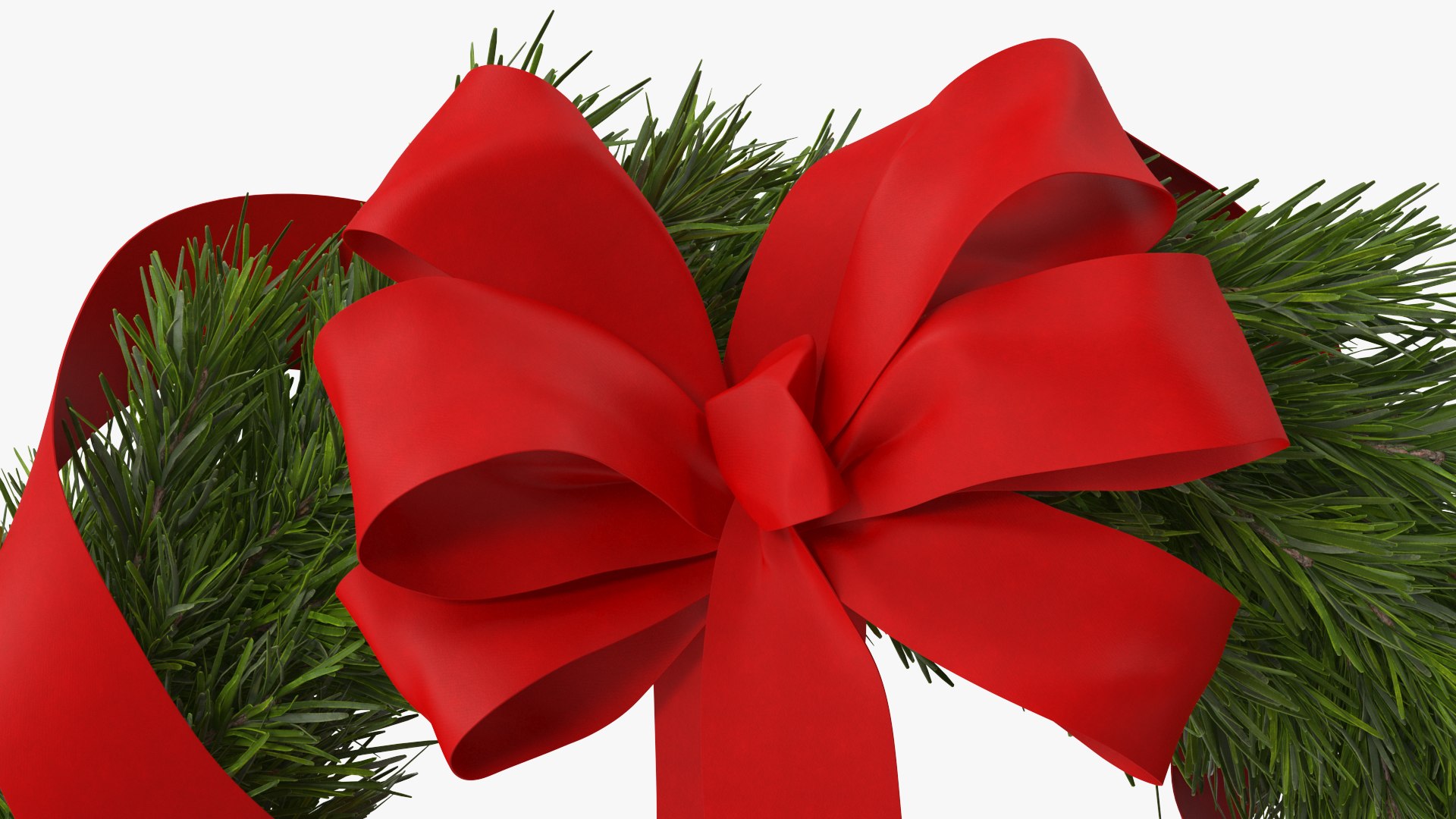 Christmas Wreath with Red Bow and Ribbon model - TurboSquid 1788699