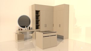 Corner Wardrobe with Mirror 3D model