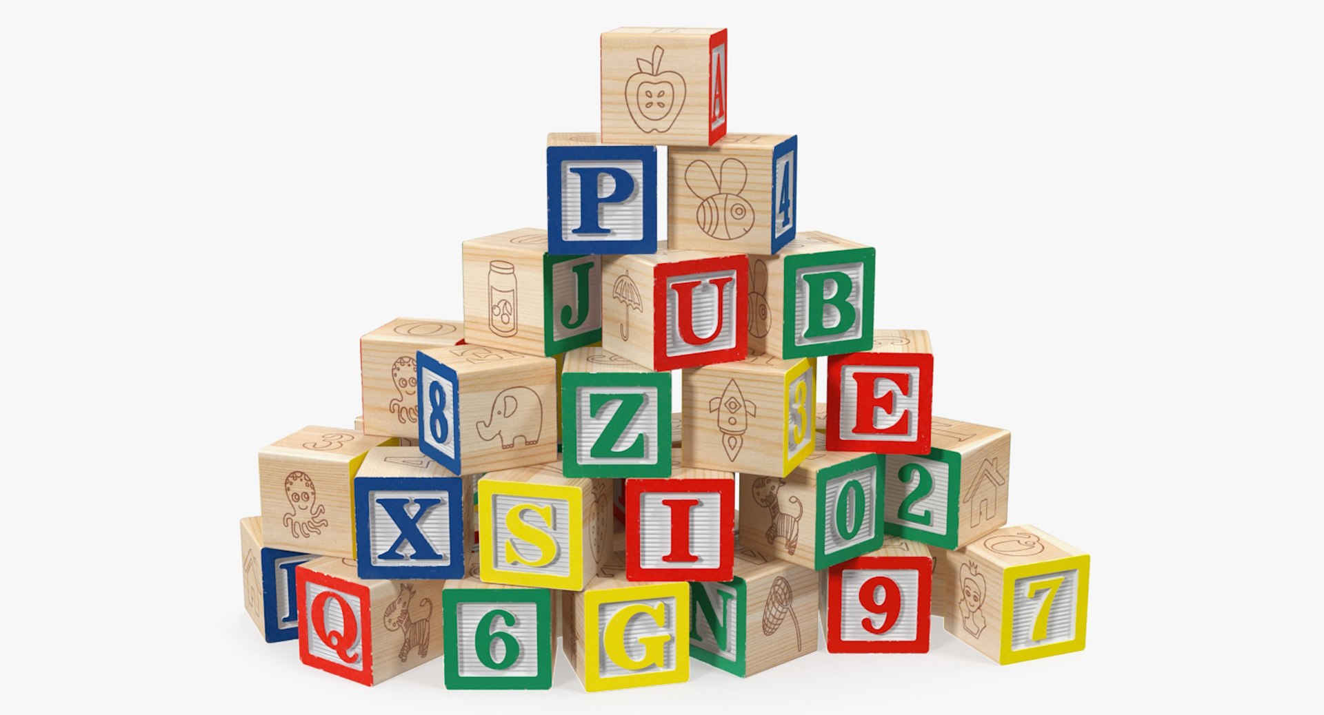 Baby alphabet wooden blocks letters 3D - TurboSquid 1341297