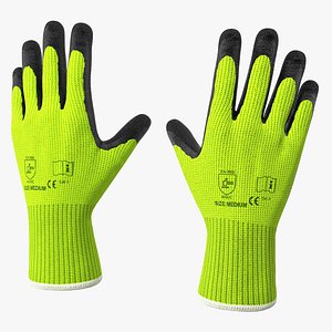Safety Work Gloves Green Rigged for Modo
