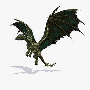 realistic bronze dragoness dragon animation 3D