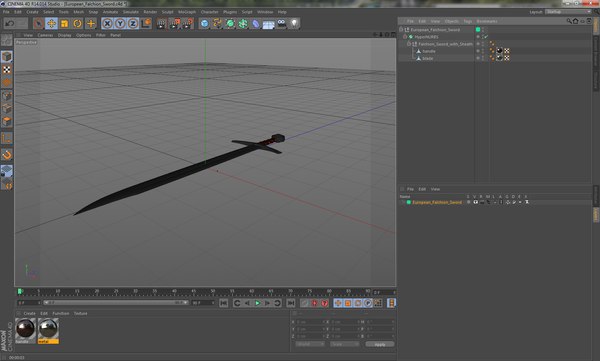 3d model european falchion sword