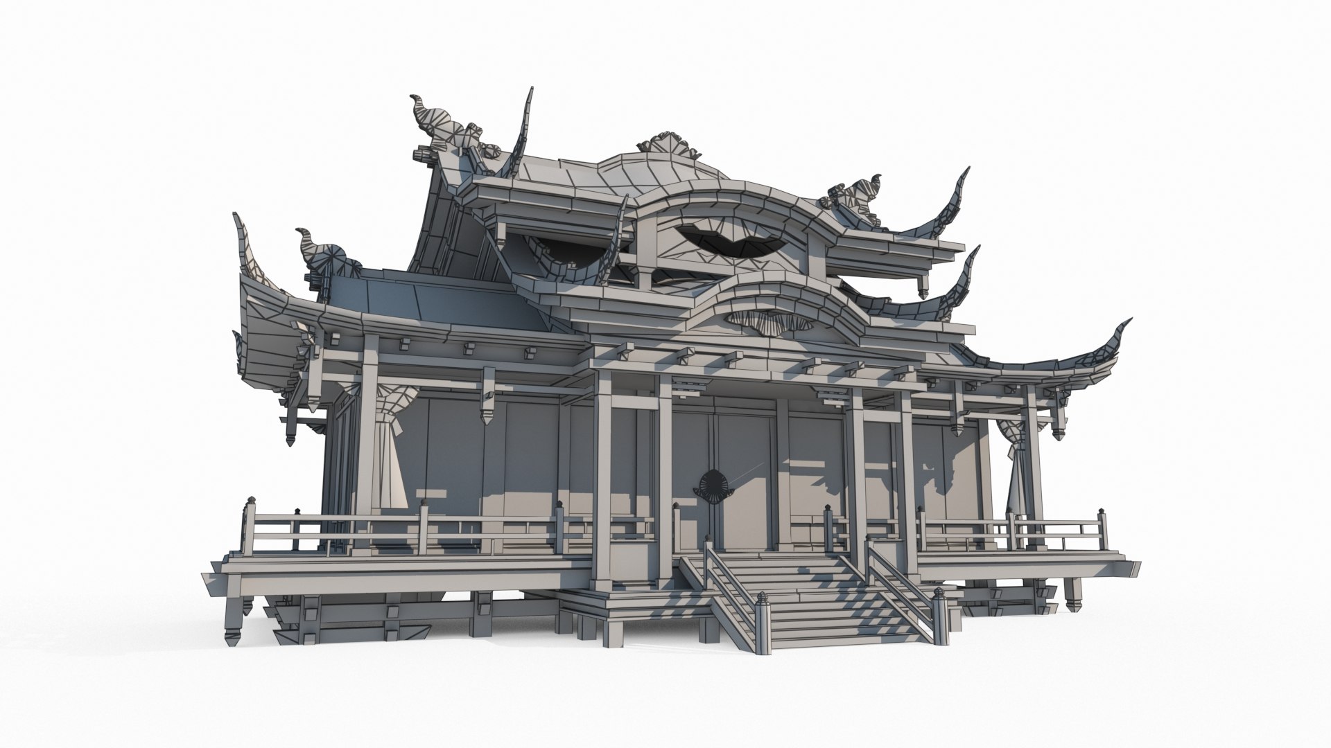 Luxury Wing Rooms In Ancient Asian Architecture 3D Model - TurboSquid ...