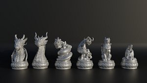 Epic Dragon Chess Set With 6 Different Model 3D print model 3D model