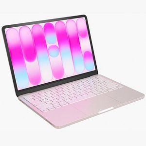 3D Apple MacBook Neo Blush Rigged model