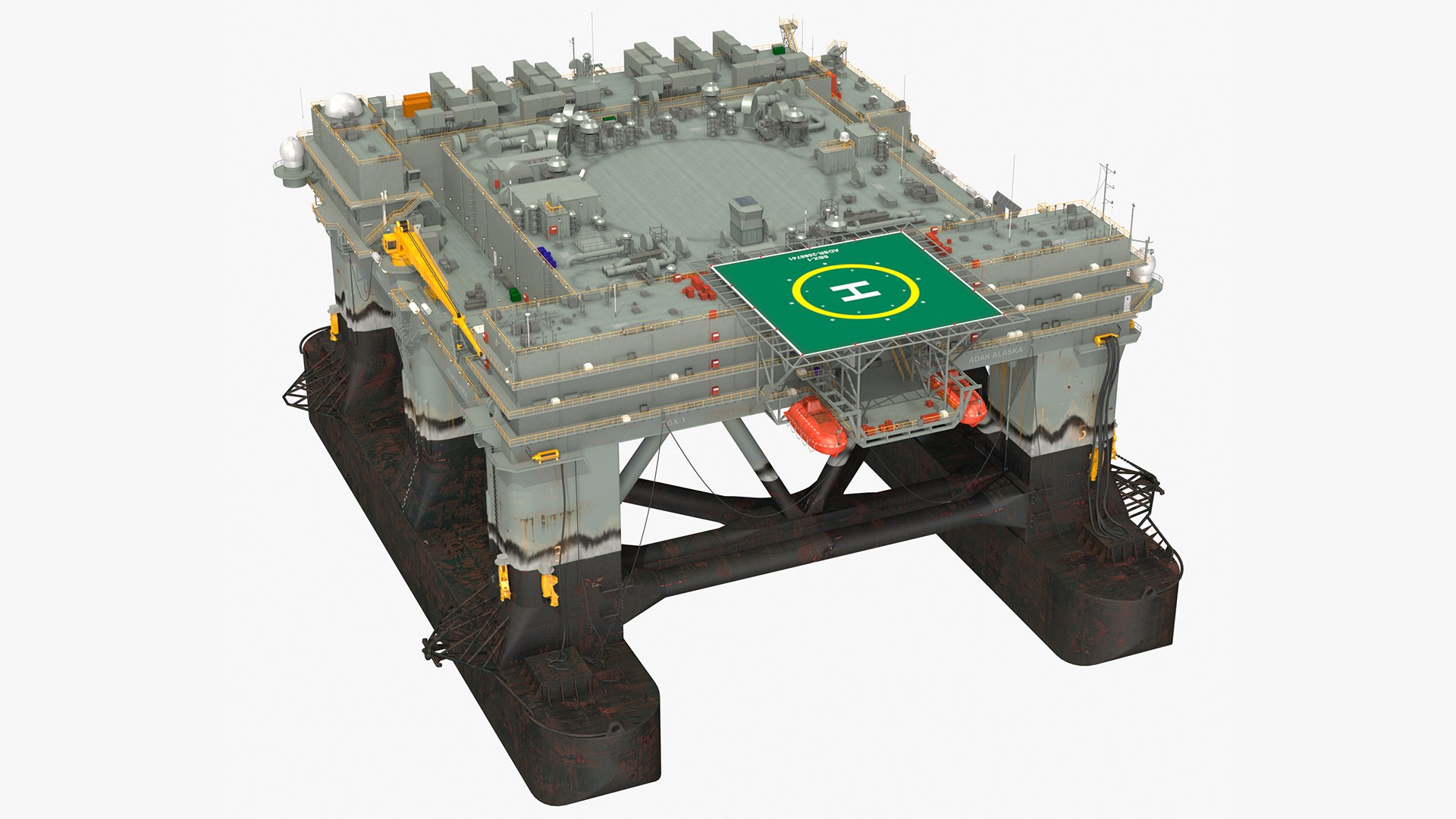 Self Propelled Twin Hulled Semi Submersible Platform 3D model preview