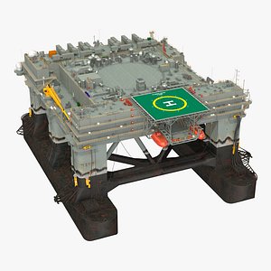 3D model Self Propelled Twin Hulled Semi Submersible Platform