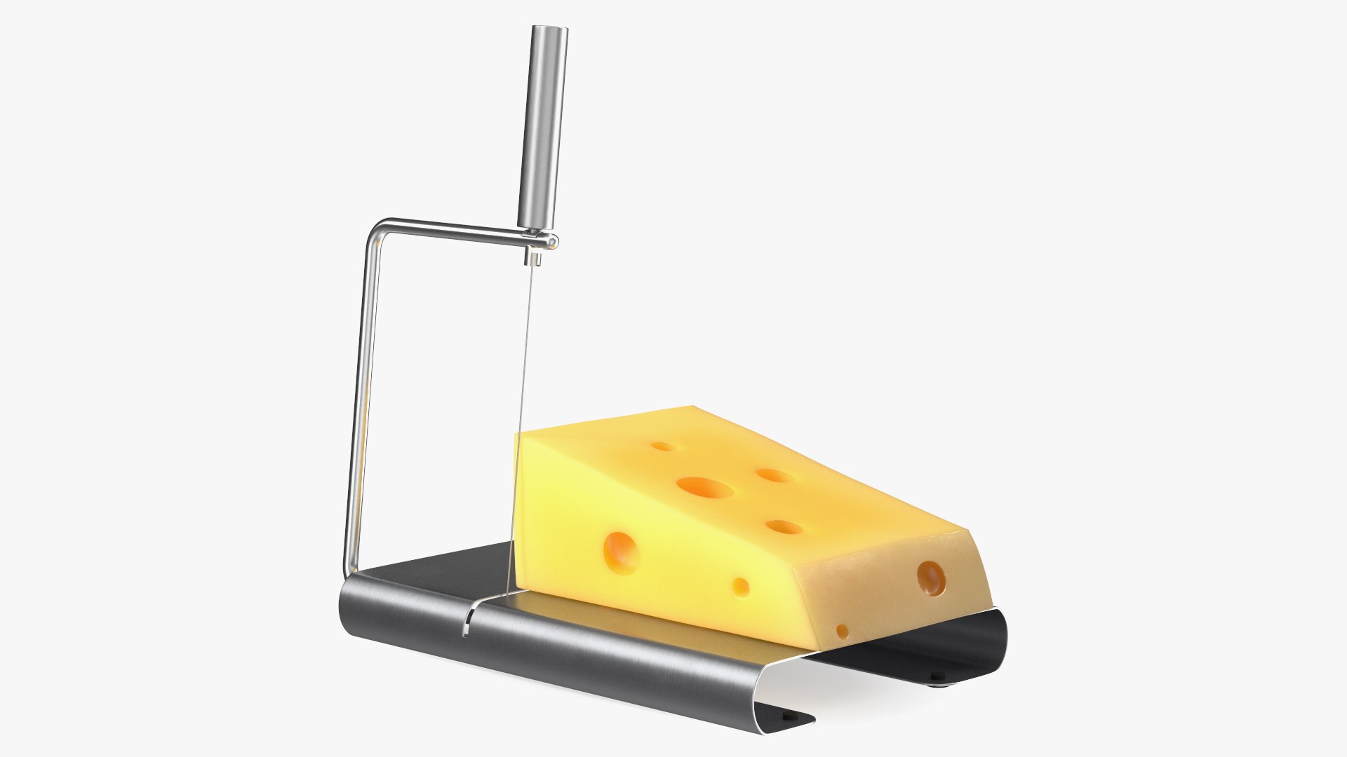 Steel Cheese Slicer with Cheese Wedge 3D model preview
