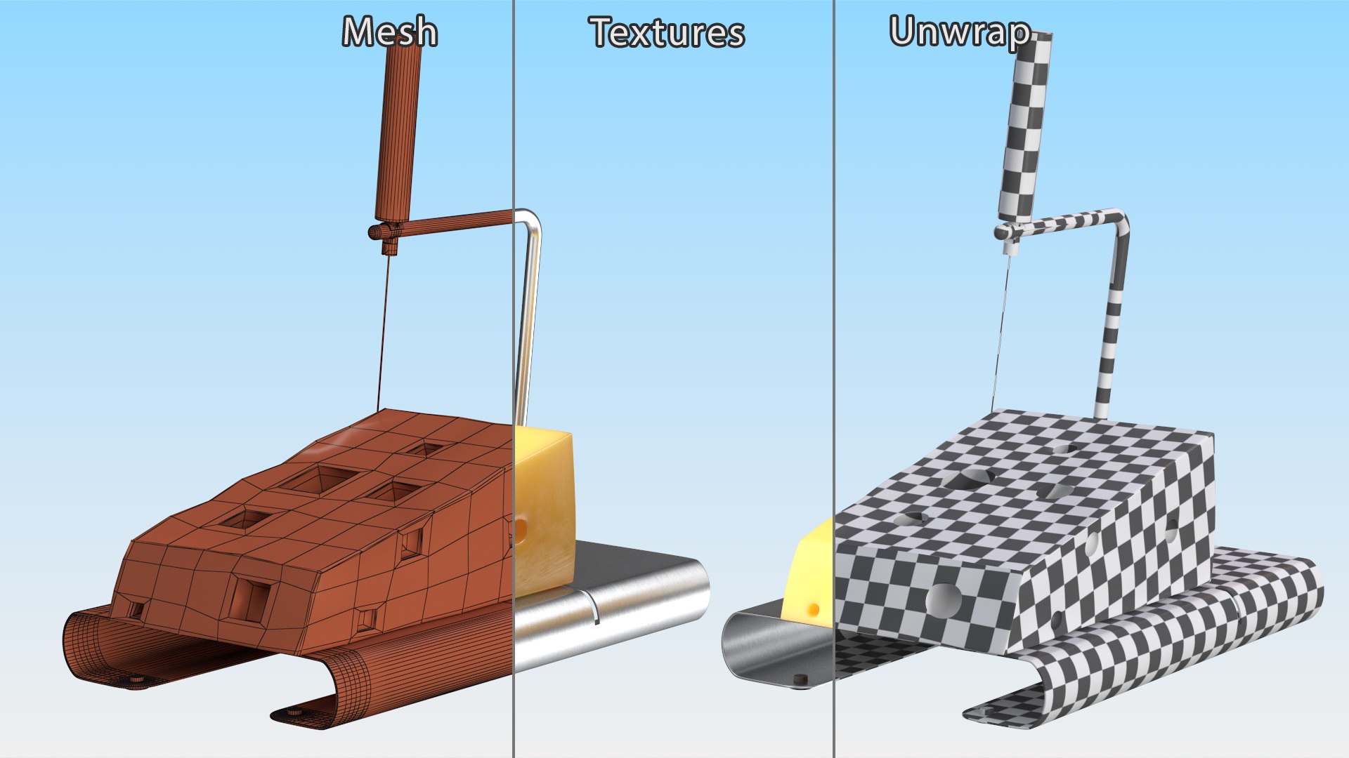 3D Steel Cheese Slicer with Cheese Wedge model https://p.turbosquid.com/ts-thumb/Eq/vjZi61/Yl/steelcheeseslicerwithcheesewedgevray3dmodel022/jpg/1689408357/1920x1080/fit_q87/64fa9bb7e027fd2a69ced27c7120683b36c19106/steelcheeseslicerwithcheesewedgevray3dmodel022.jpg