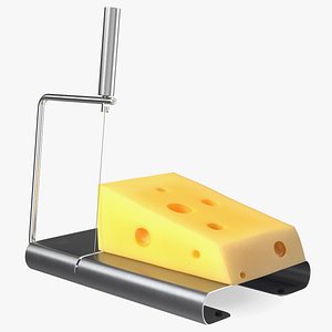 3D Steel Cheese Slicer with Cheese Wedge model