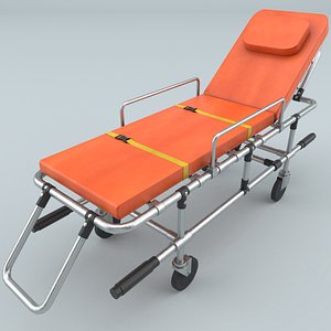 3D model steel ambulance stretcher