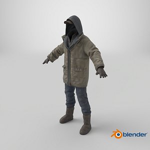 3D Dirty Clothes of Homeless Man model